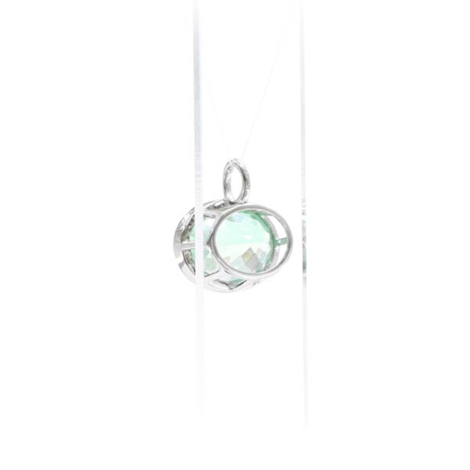 Cavill - Zilveren Hanger - 925 Sterling Zilver Platina Geplateerd - Ovale Smaragdgroene Kwarts 8,5 ct - Bezel Zetting - Elegant