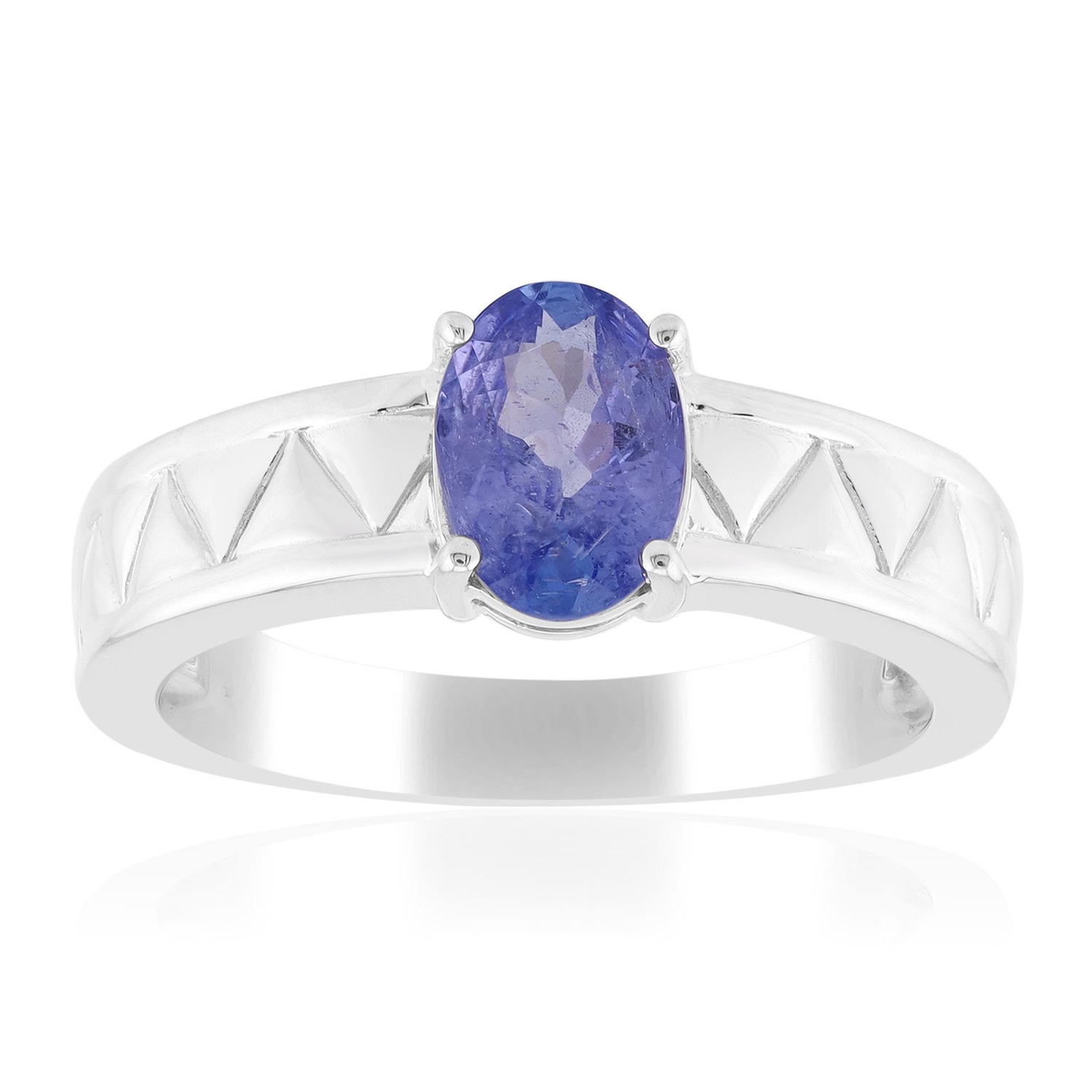 Cavill - Zilveren verstelbare ring - 925 Sterling Zilver met Palladium - Ovale Tanzaniet 0,638 ct uit Tanzania - Moderne blauwe edelsteen ring dames