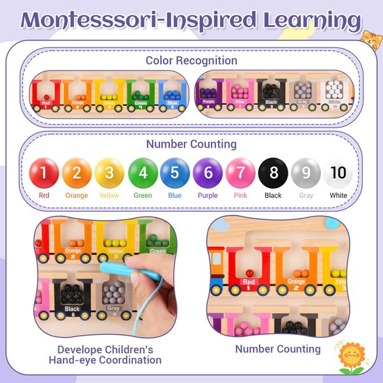 Magnetisch Doolhof - Montessori speelgoed - Houten speelgoed - Magnetisch Kleur- en Nummerdoolhof - Sensorisch speelgoed - Peuter speelgoed - Educatief Montessori Speelgoed 3 jaar — afbeelding 2