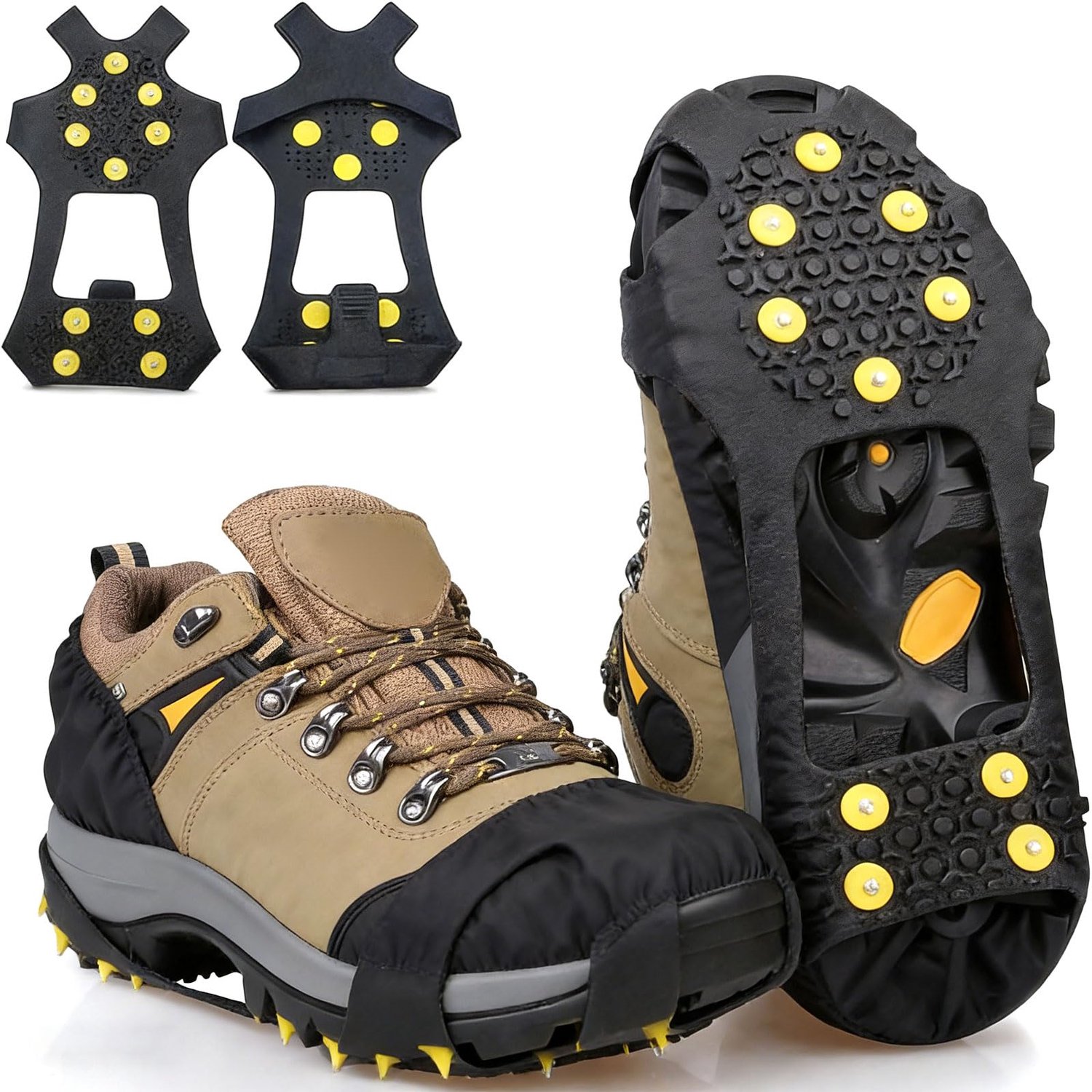Famanu - Spikes voor schoenen - Voorkomt uitglijden op gladde ondergronden - Duurzaam rubber en metaal - Zwart 1 stuk