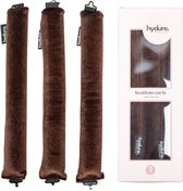 Hydure Heatless Curls - van Velvet - Zacht als Satijn - voor Volumineuze Krullen- Alternatief voor Krultang & Krulspelden Rollers - Haar Rollers - Set van 3 - Bruin