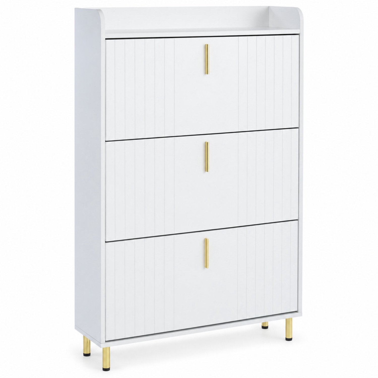 LONG DRAGON - Smalle schoenenkast - 3 kleppen - Wit - 80 x 23,5 x 123,5 cm