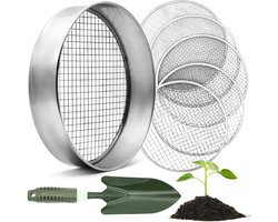 Famanu - Tuinzeef rond 30 cm - Ideaal voor het zeven van aarde en compost - Gemaakt van roestvrij staal - Zilver 1 stuk