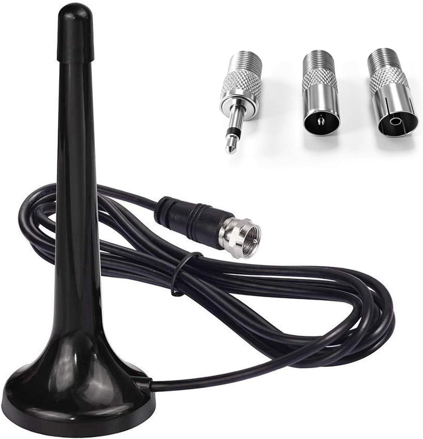 Telescopische DAB FM-Radioantenne - 3x Adapters en 3m Verlengkabel - Digitaal Radio Antenne - Telescopische DAB FM-Radioantenne - Indoor Radio Antenne - Magnetische Basis - hoogwaardige ontvangst - voor draagbare radiotuner en hifi-ontvanger