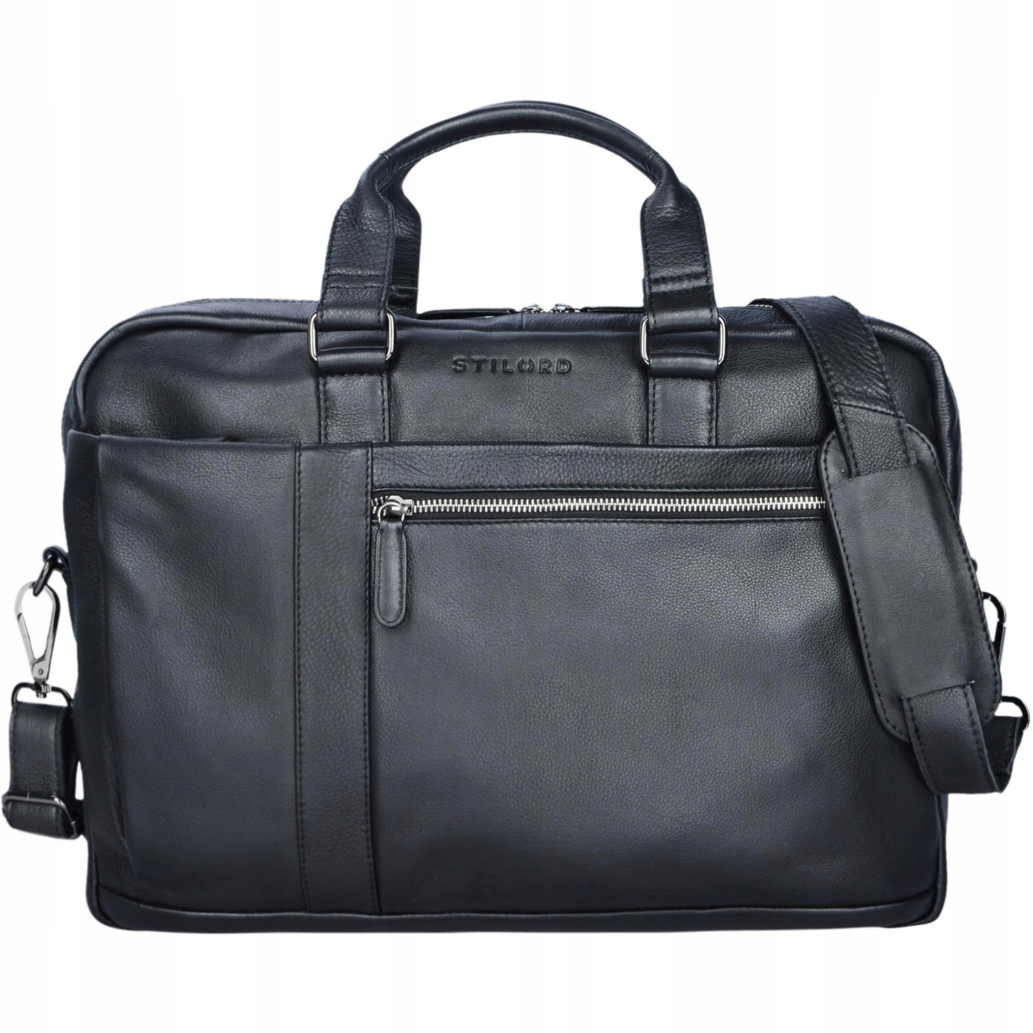 STILORD 'Nico' Vintage Laptoptas Leer Heren Dames Zwart