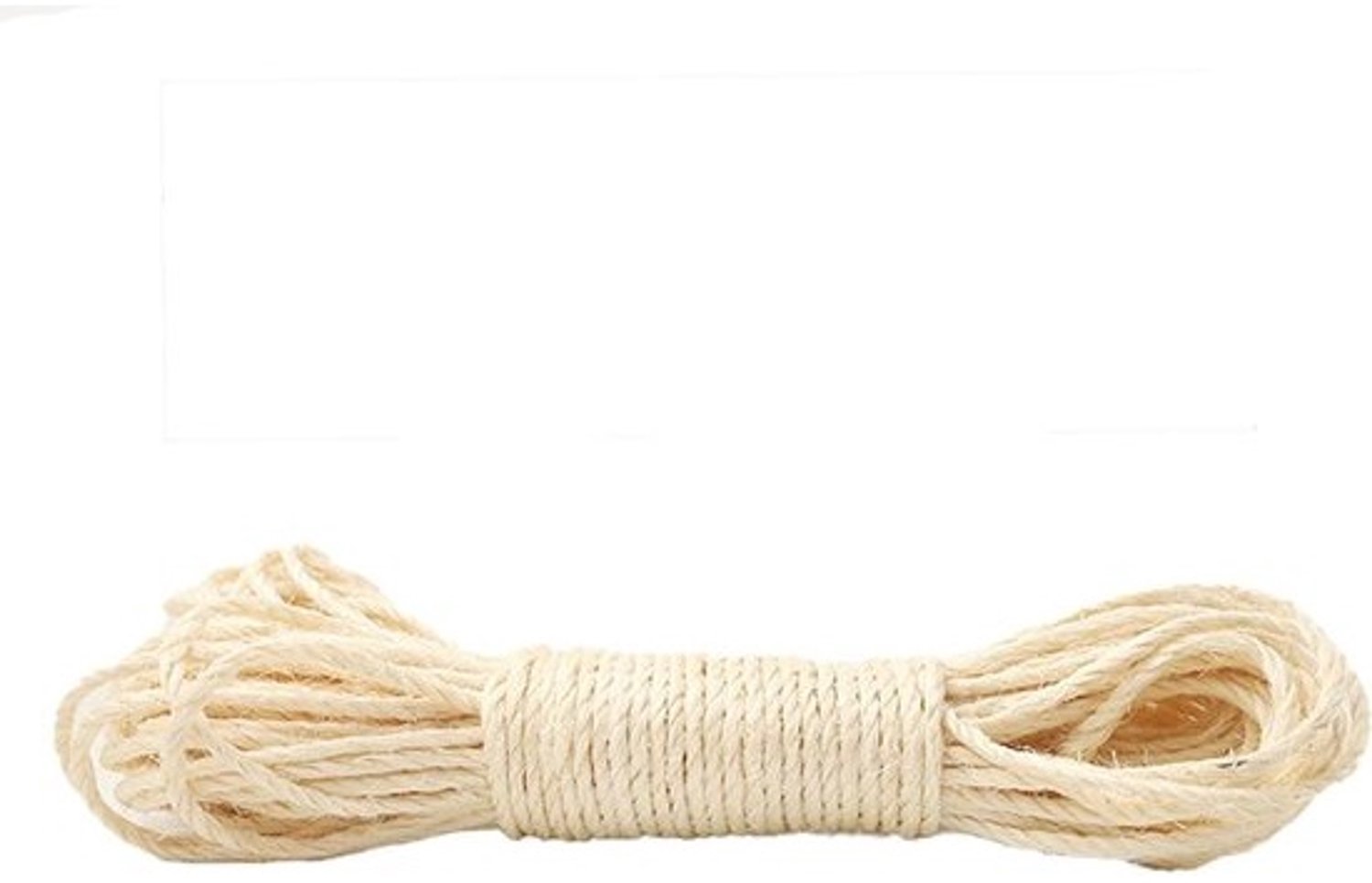 Sisaltouw - Henneptouw - Voor reparatie van krabpalen - Natuurlijke textuur - 6 mm 10 m - Wit