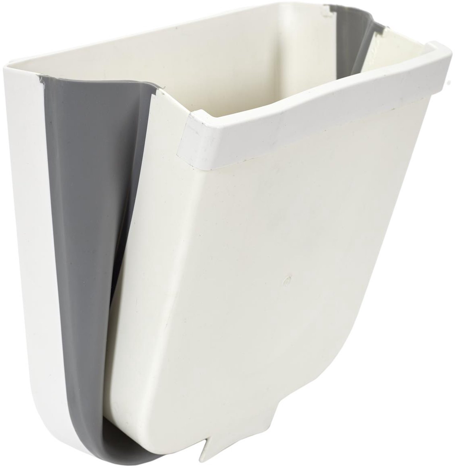 Inklapbare Afvalbak 4L – Hangende Prullenbak voor Kastdeur – 24,5 x 25 x 17 cm – Opvouwbare Keuken Afvalbak voor GFT & Etensresten – Wit/Grijs