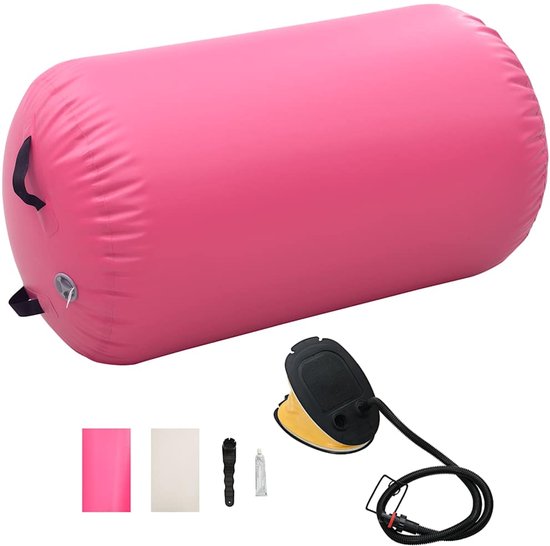 vidaXL - Gymnastiekrol - met - pomp - opblaasbaar - 100x60 - cm - PVC - roze van VidaXL — afbeelding 3