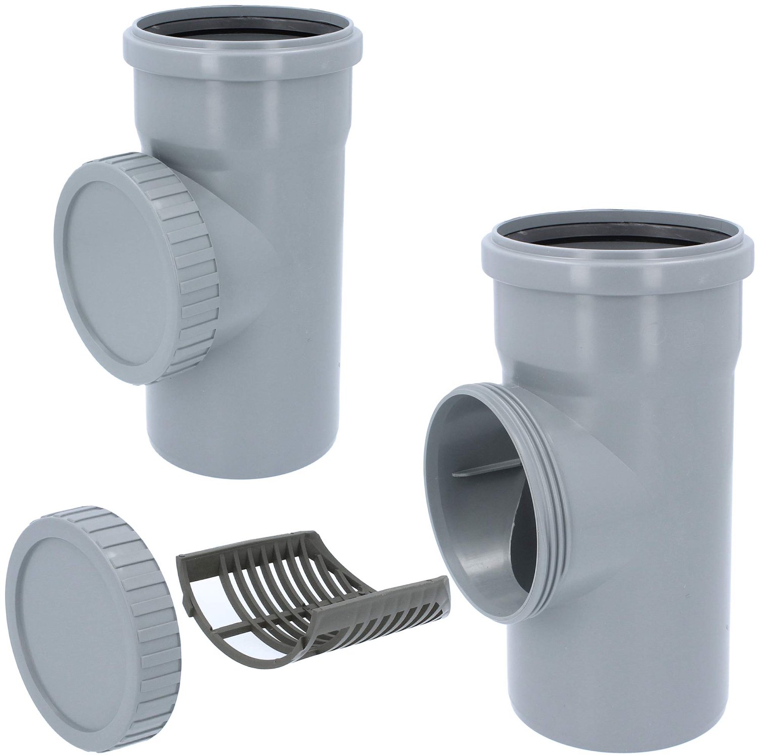 Famanu - Regenpijpfilter DN 100 Ø 110 mm - Voorkomt verstoppingen in de regenpijp - Kunststof grijs 1 stuk