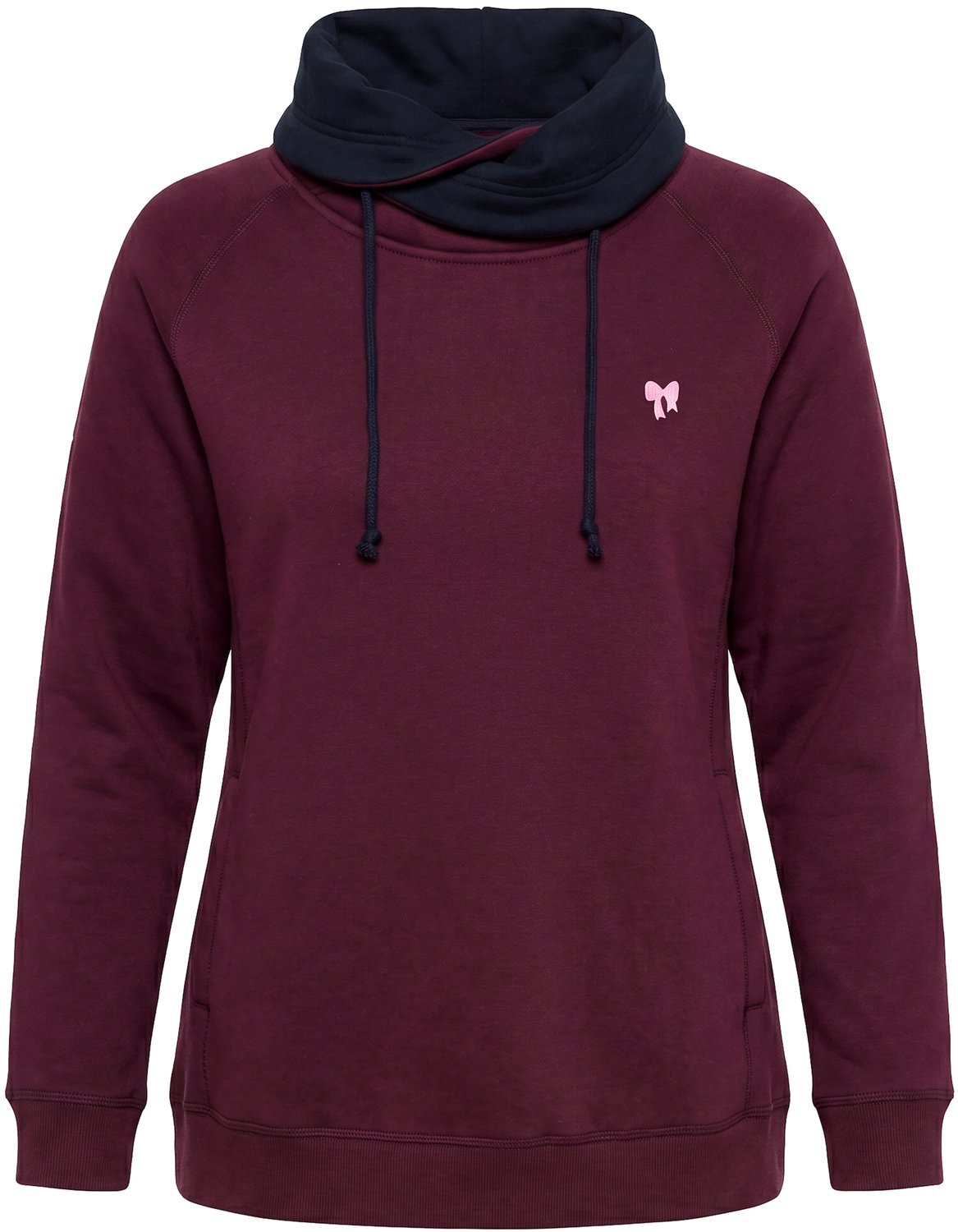 Ulla Popken - Dames - Sweatshirt broche met sierstrik opstaande kraag - Nougat bruin - Maat 42+