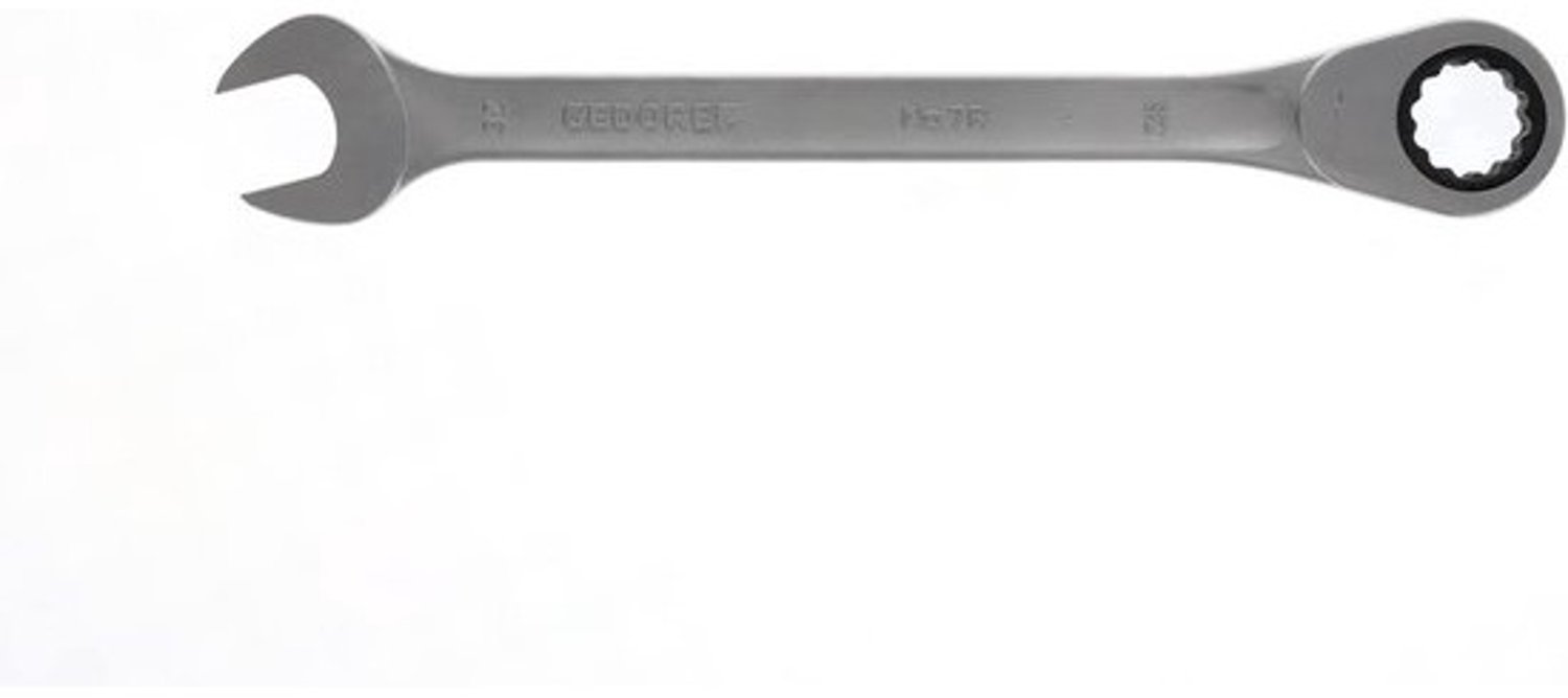 Ratelmoersleutel - Platte ringsteeksleutel - Om snel bouten te draaien - Grip met UD-profiel - 32 mm - Zilver