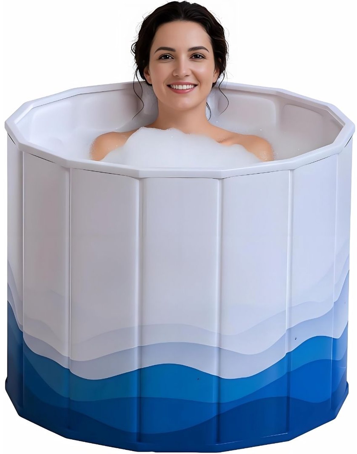 KIRA® Ijsbad - Ligbad - Zitbad - Wit/Blauw - 80cm x 80cm x 66cm