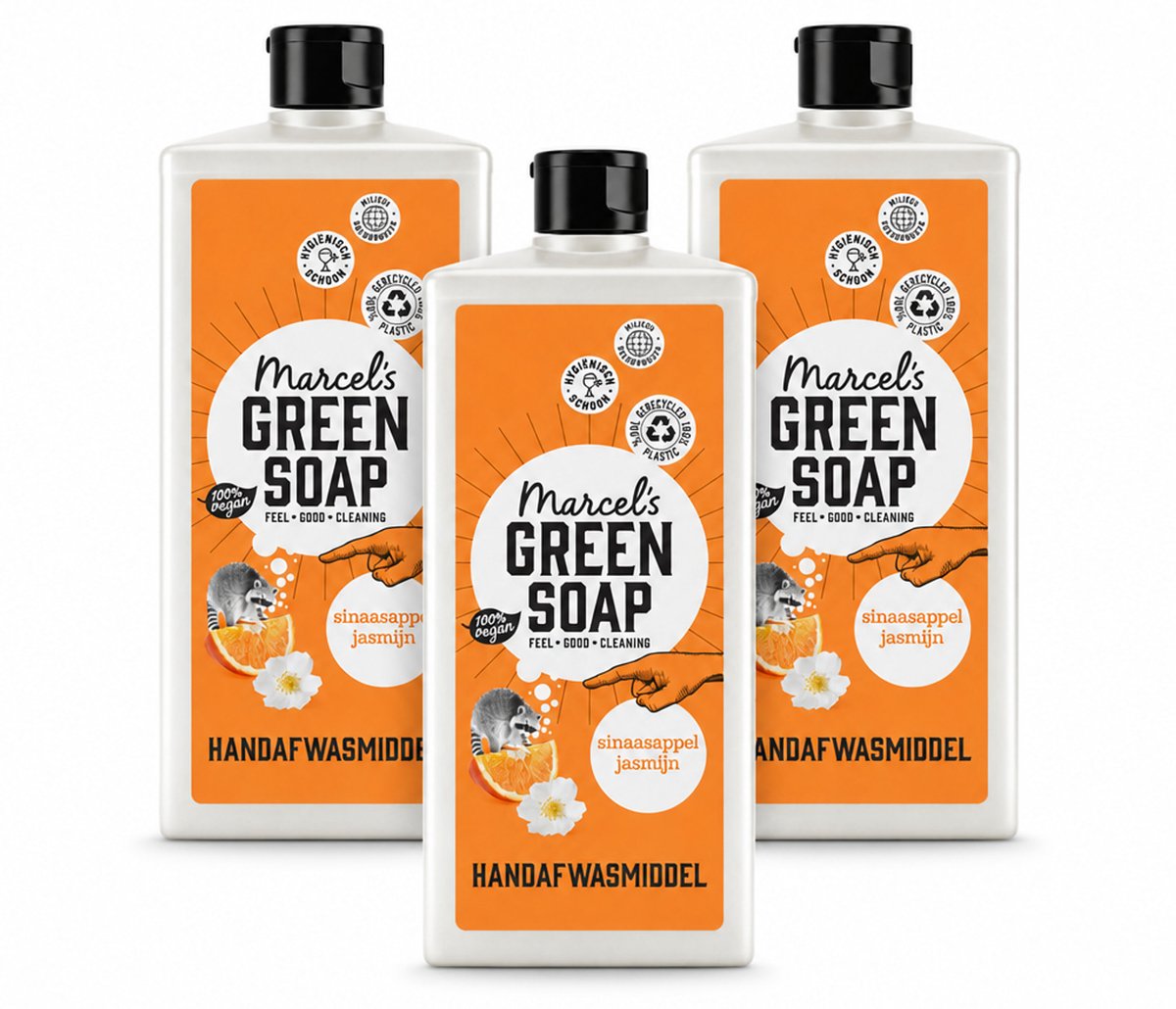 3 x Marcel's Green Soap - Afwasmiddel - Sinaasappel & Jasmijn - Voor dagelijks gebruik - 500 ml - Bulkverpakking - 3 stuks