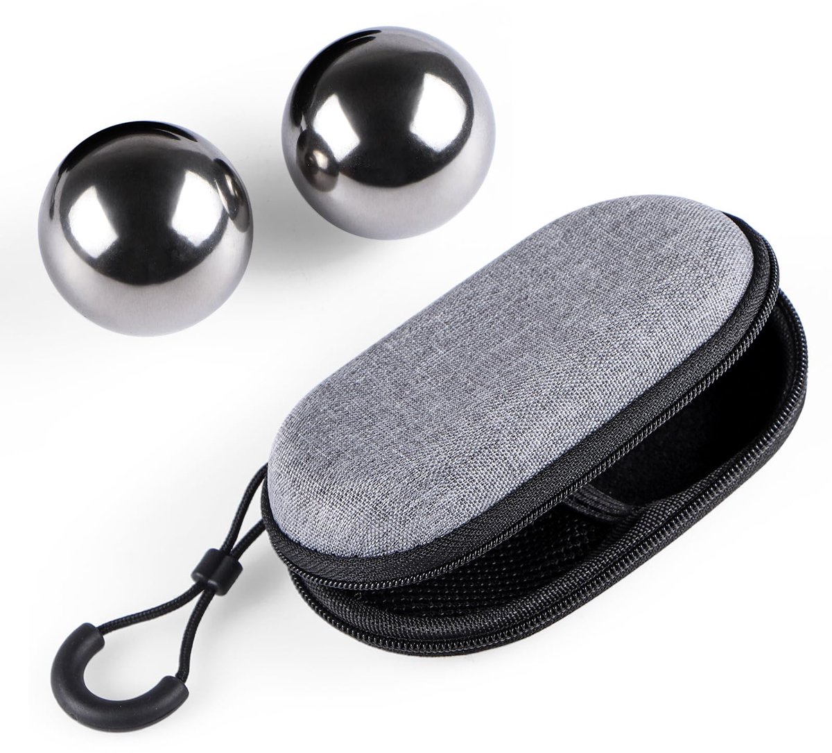 Baoding-ballen - 304 RVS - Voor Chinese handoefeningen - Met etui - Diameter 40 mm, 2 stuks