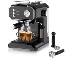 Espressomachine Retro - 850 W Vermogen - 1.5 L Watertank - 20 Bar Druk - Met Melkschuimer - Zeefdrager Koffiemachine
