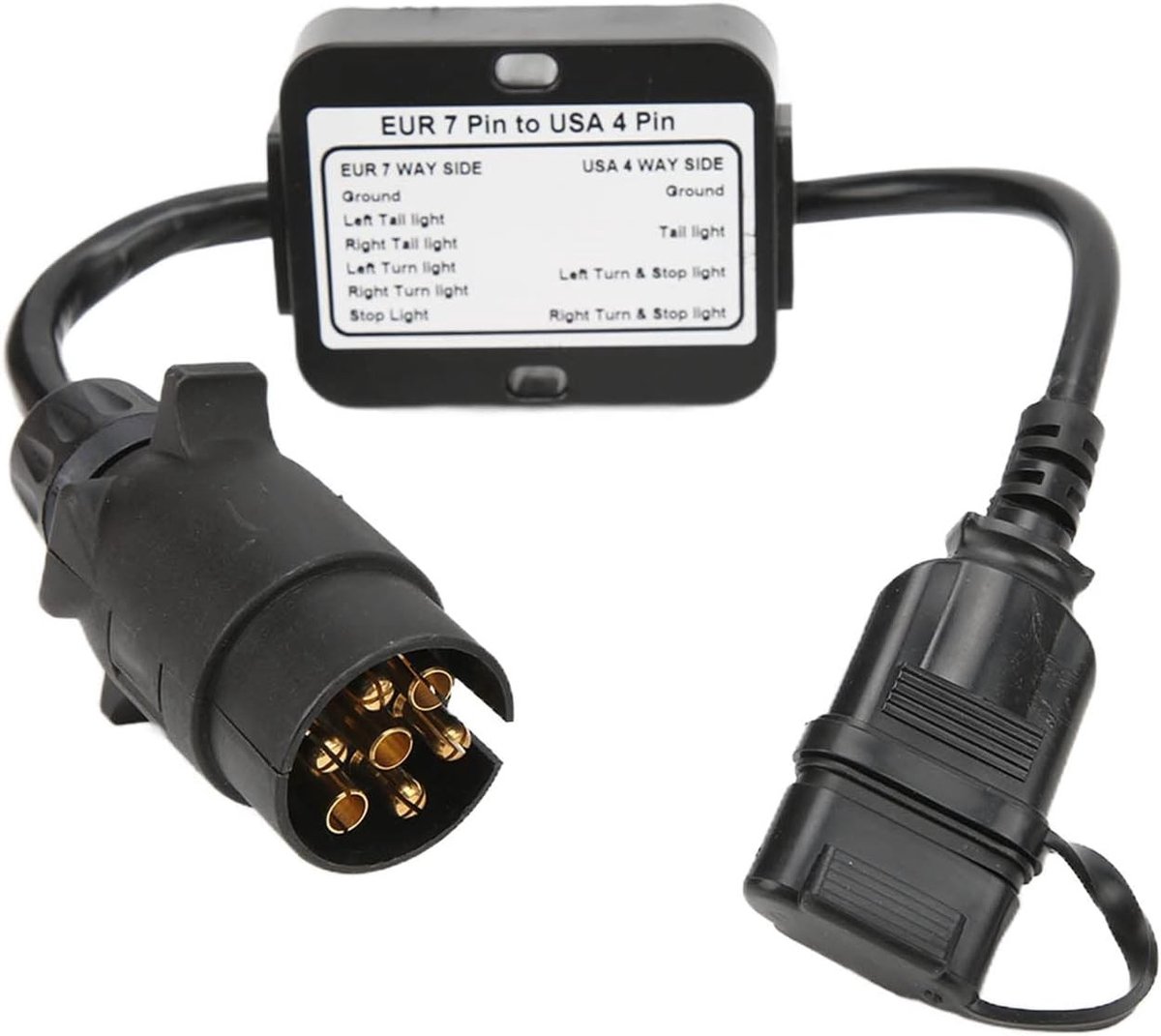 Europese ronde 7-pins connector naar Amerikaanse 4-weg bladenadapter voor aanhangwagenverlichting, ideaal voor caravans en boten, trailer connector conversie