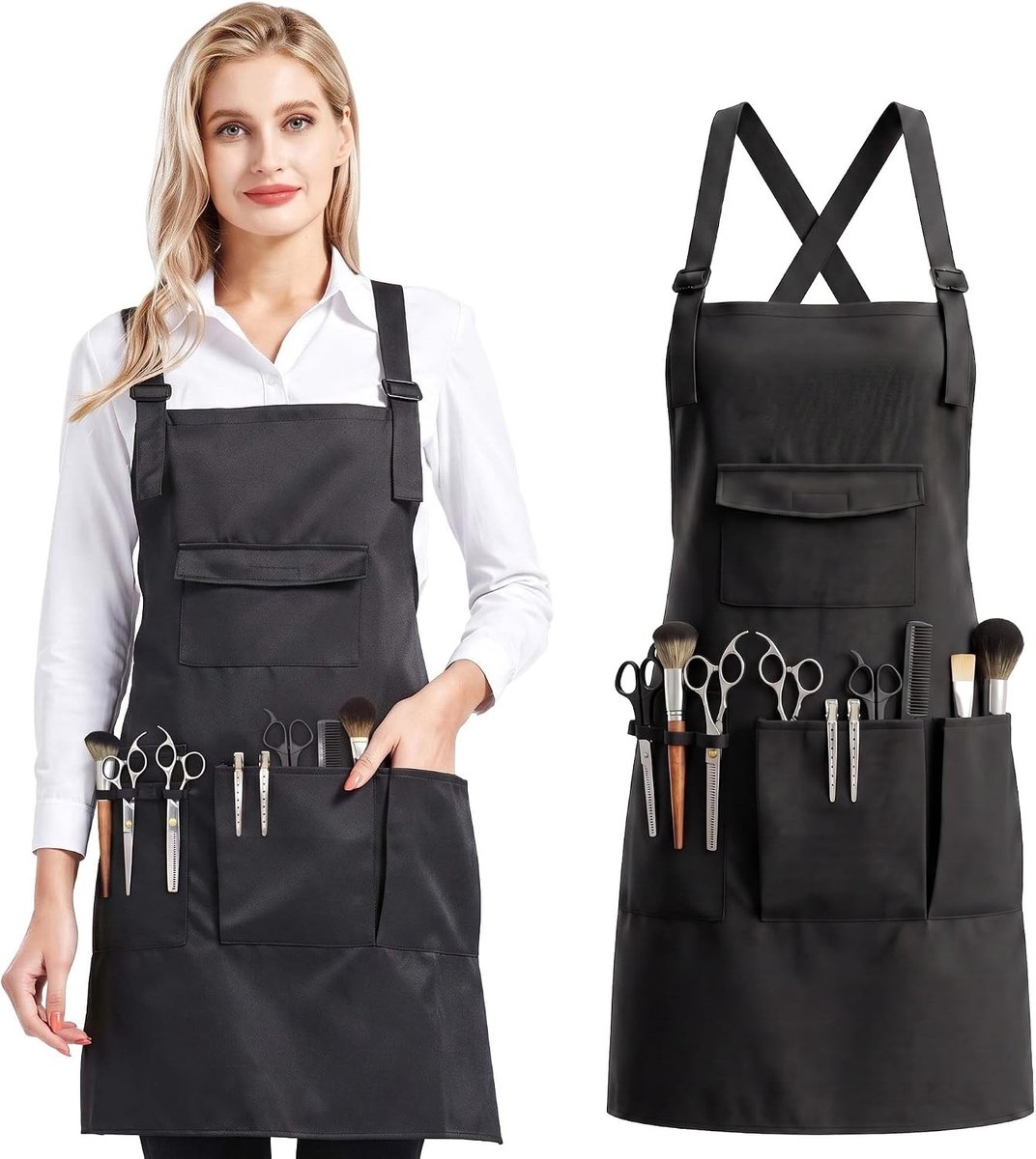 Unisex Haarapron voor Kappers en Tuinieren | Verstelbare Schort met Zakjes voor Thuisgebruik en Kapperswerk