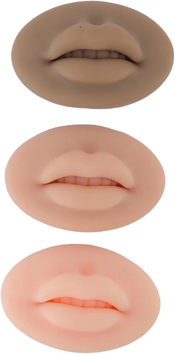 Tattoo Oefenlippen Set van 3, Silicone Microblading Oefenhuid voor Make-up Training en Cosmetische Tattoos