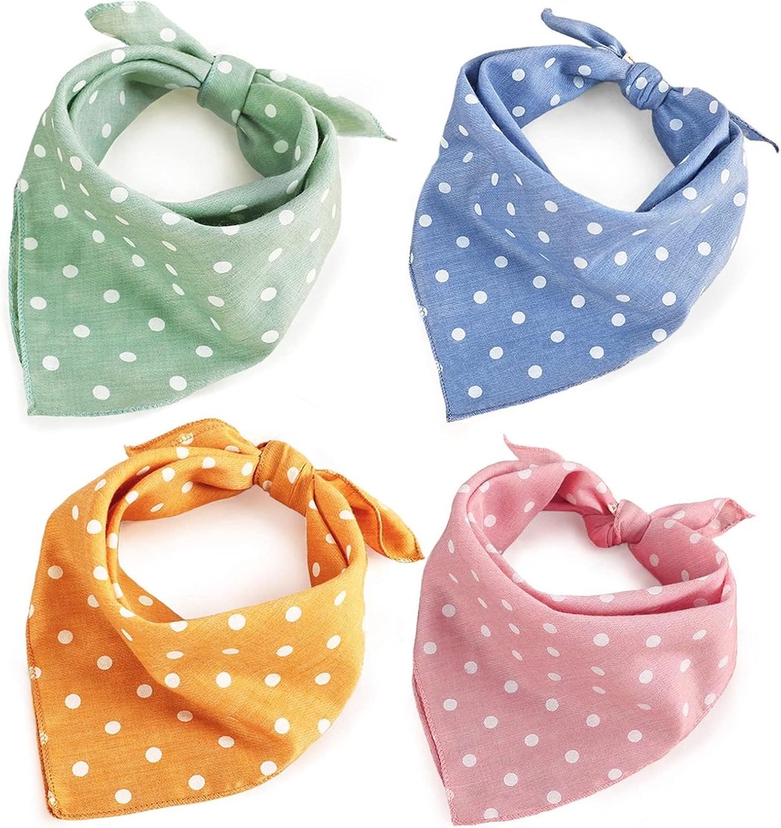 Hondenbandana - Set van 4 - Katoen - Ademend - Wasbaar