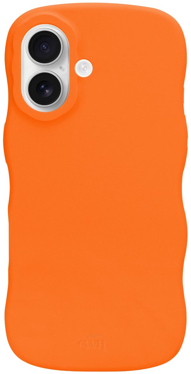 xoxo Wildhearts Silicone Wavy Case - Orange - Geschikt voor iPhone 16 - Golvend hoesje - Siliconen hoesje met golven - Wolken telefoonhoesje - Vlekbestendig - Oranje