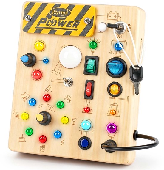 Montessori speelgoed -Houten speelgoed - Montessori Activiteitenbord - Montessori Busy Board for Toddlers 1-4 - Sensory LED Light Switch Busy Board Toy - Educatief Speelgoed — afbeelding 5