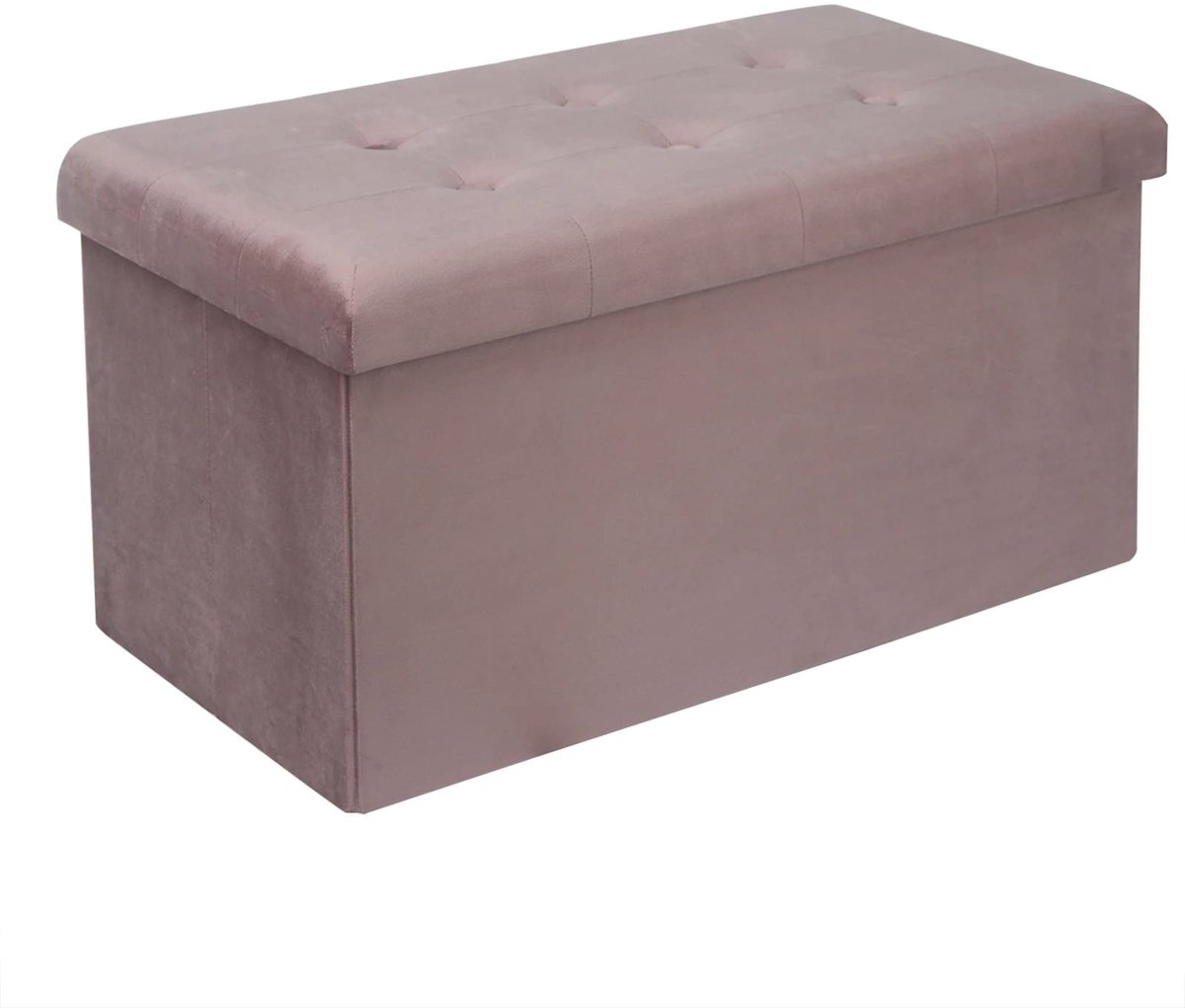 Klarven® Opbergkist Fluweel roze - Fluwelen Opbergkist met Zitbank - Opvouwbaar, 80 Liter Opslag, Draagvermogen tot 150 kg - B 76 x D 38 x H 38 cm
