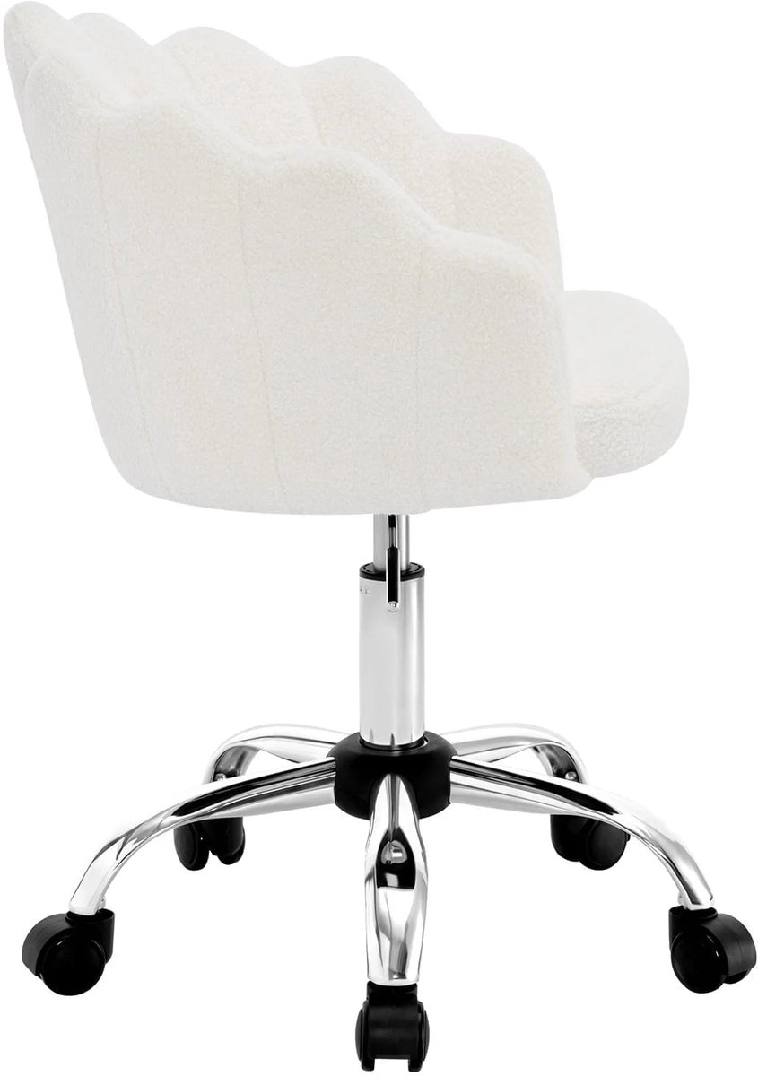 Klarven® Bureaustoel Lendensteuning Wit - Bureaustoelen Voor Volwassenen - Bureaustoel Ergonomisch - Bureaustoel Wieltjes - Office Chair - Lendensteun, Hoogte Verstelbaar - Bloem Design b55xd37,5xh81,5cm