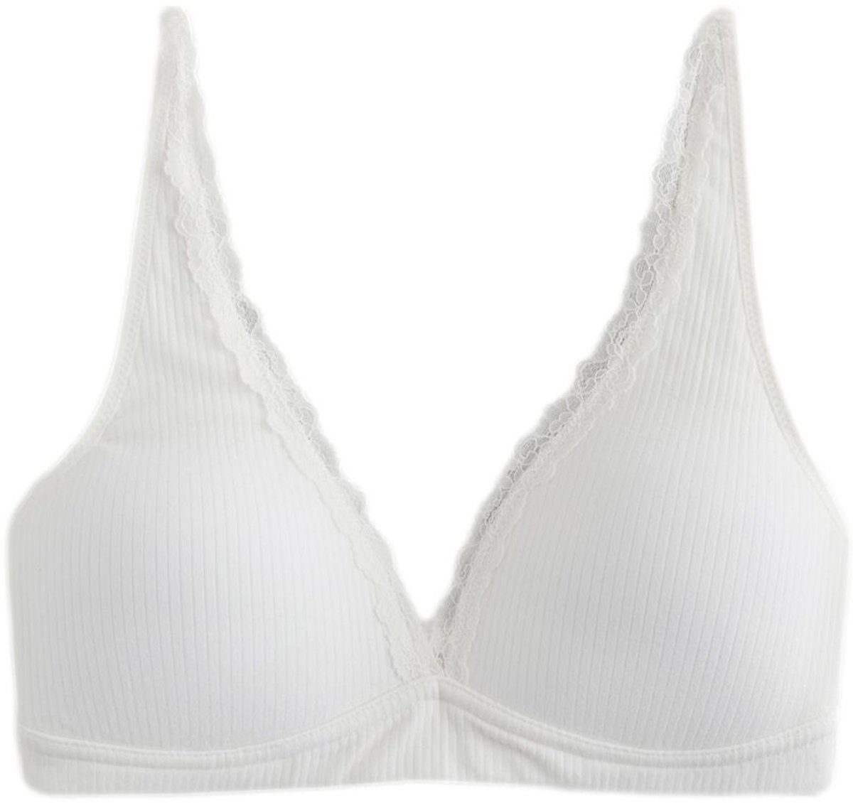 Next Dames - Naadloze, licht gewatteerde bralette van een katoenmix met ribbelpatroon - Crème Cream