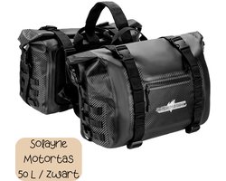 Solayne Motortas - Motor asseccoires - Zadeltas motor - Motor zijtassen - Motorfiets assecoires - Waterdicht - 50 L - PVC - Zwart
