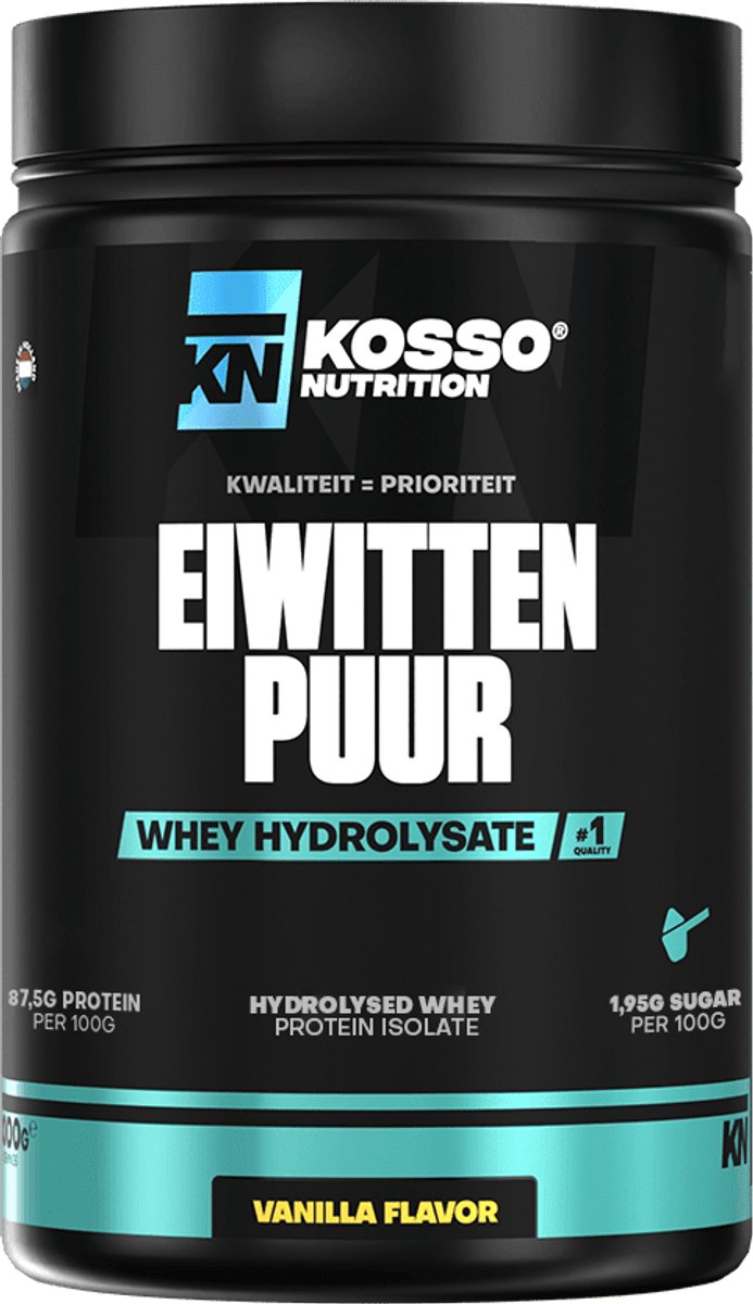 Kosso Nutrition – Eiwitten Puur – Vanille – Hoogste Kwaliteit Hydrolisaat – Maximale Opname – 1000g