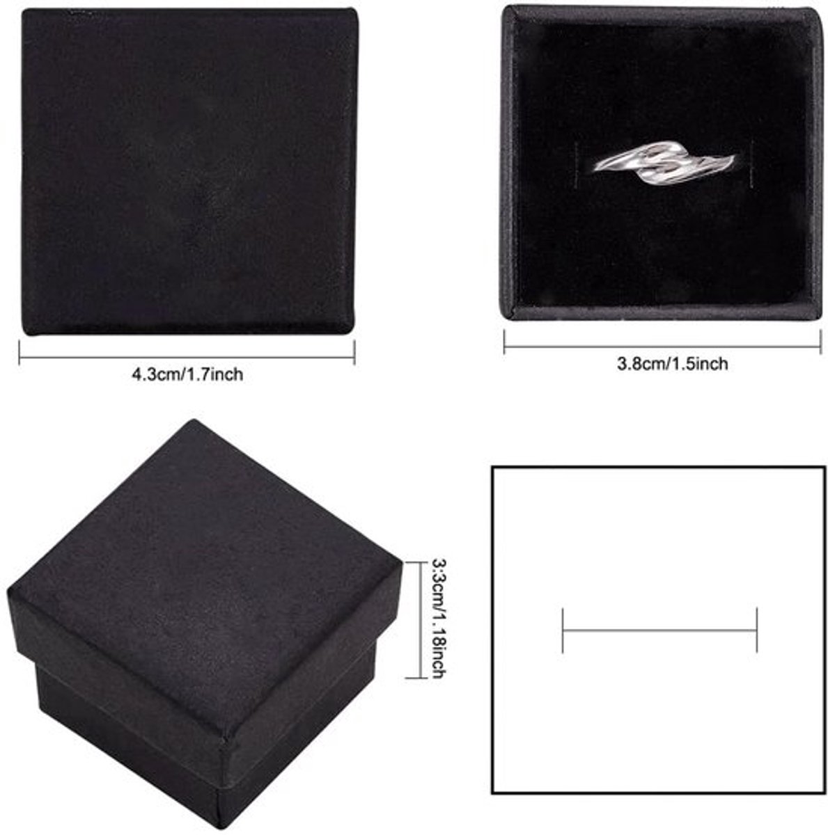 Dailygoods- Geschenkdozen met Deksel - Sieraden Doosjes - Mat Zwart - Fluwelen