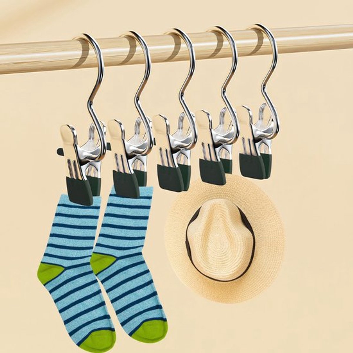 Dailygoods- Klemhaken 30 Stuks Kleding Clips voor Tailleren – Soft Grip Donkergroen