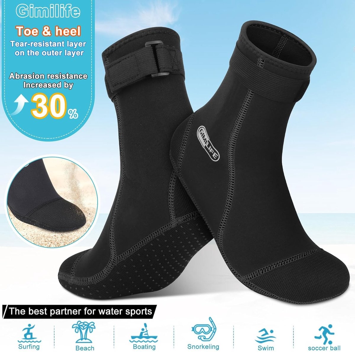 Neopreen sokken - Zwart - S - Waterafstotend en Antislip - Voor Dames en Heren