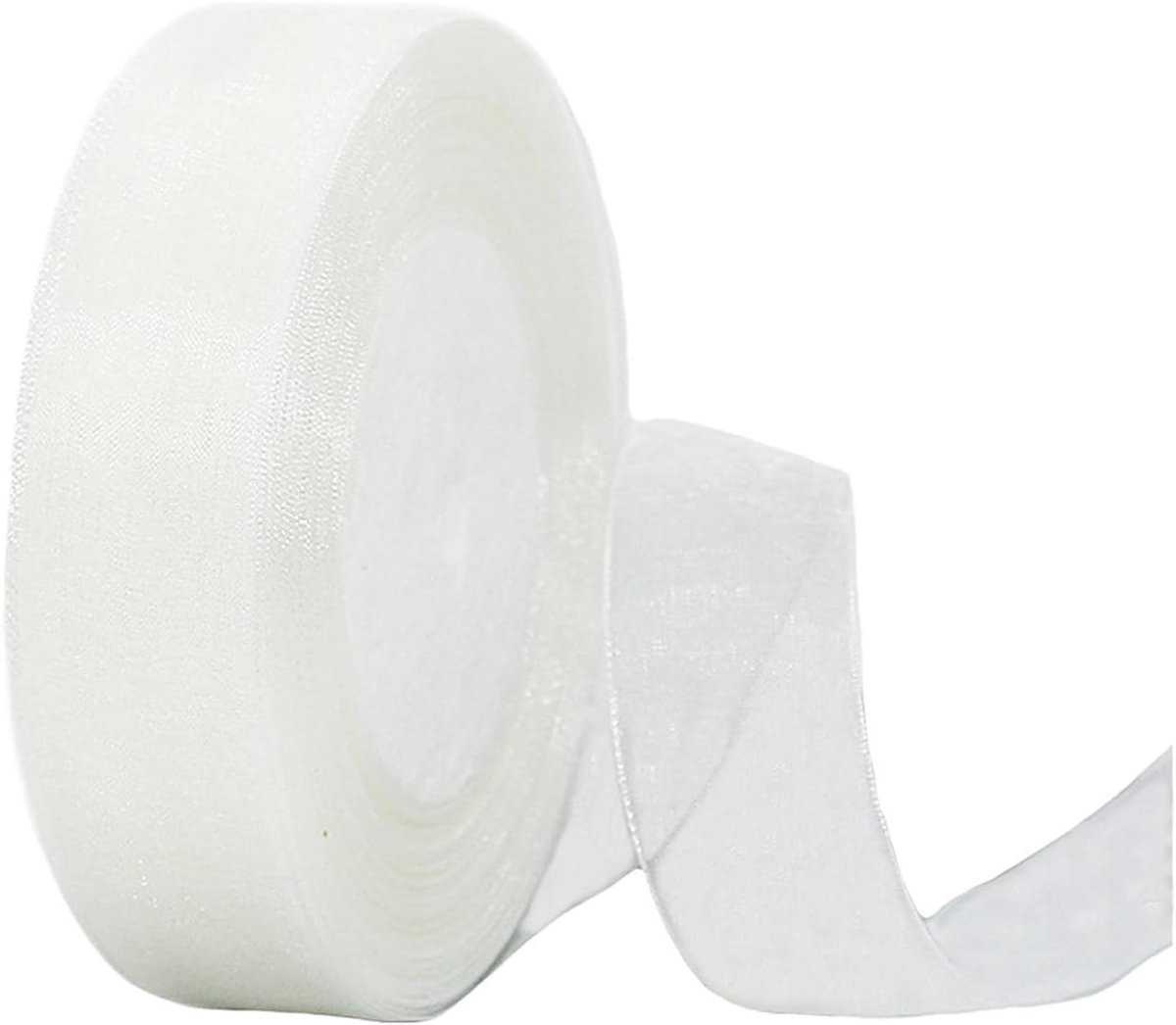 Translucente Witte Organza Chiffon Ribbons van 25mm voor Cadeauverpakking, Bruiloft en Verjaardagsdecoraties, 45m Lang