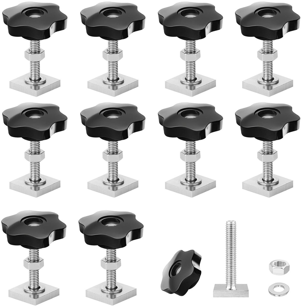 Set van 10 T-Groove Adapters en Sleufmoeren M6 x 35 mm voor Dakkoffers en Dakkoffersystemen, Geschikt voor Diverse Merken