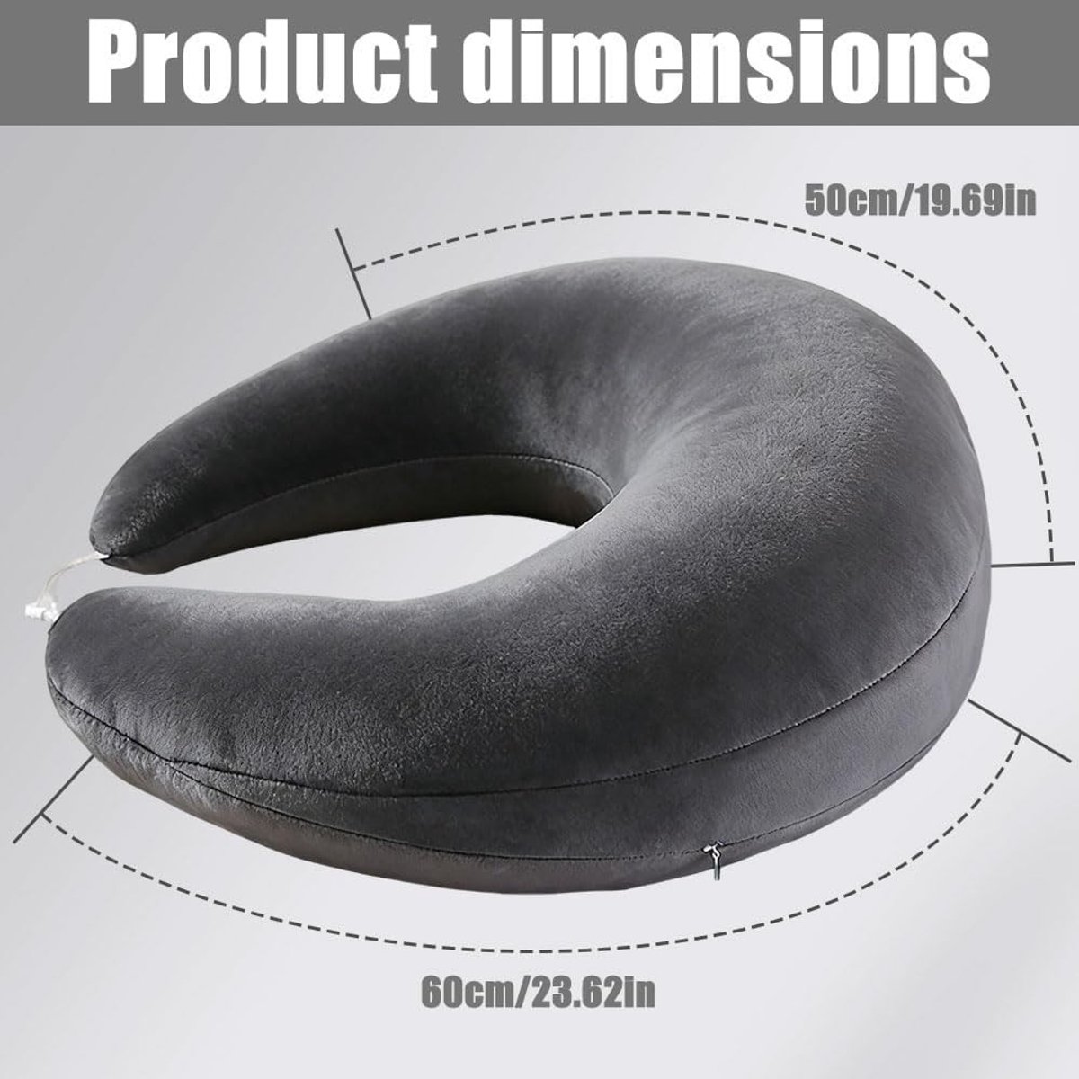 Wigkussen bed - Donkergrijs - 60 x 55 x 20 cm - Ergonomisch Gebreid Leeskussen van Kristalfluweel - Voor Ontspanning en Steun