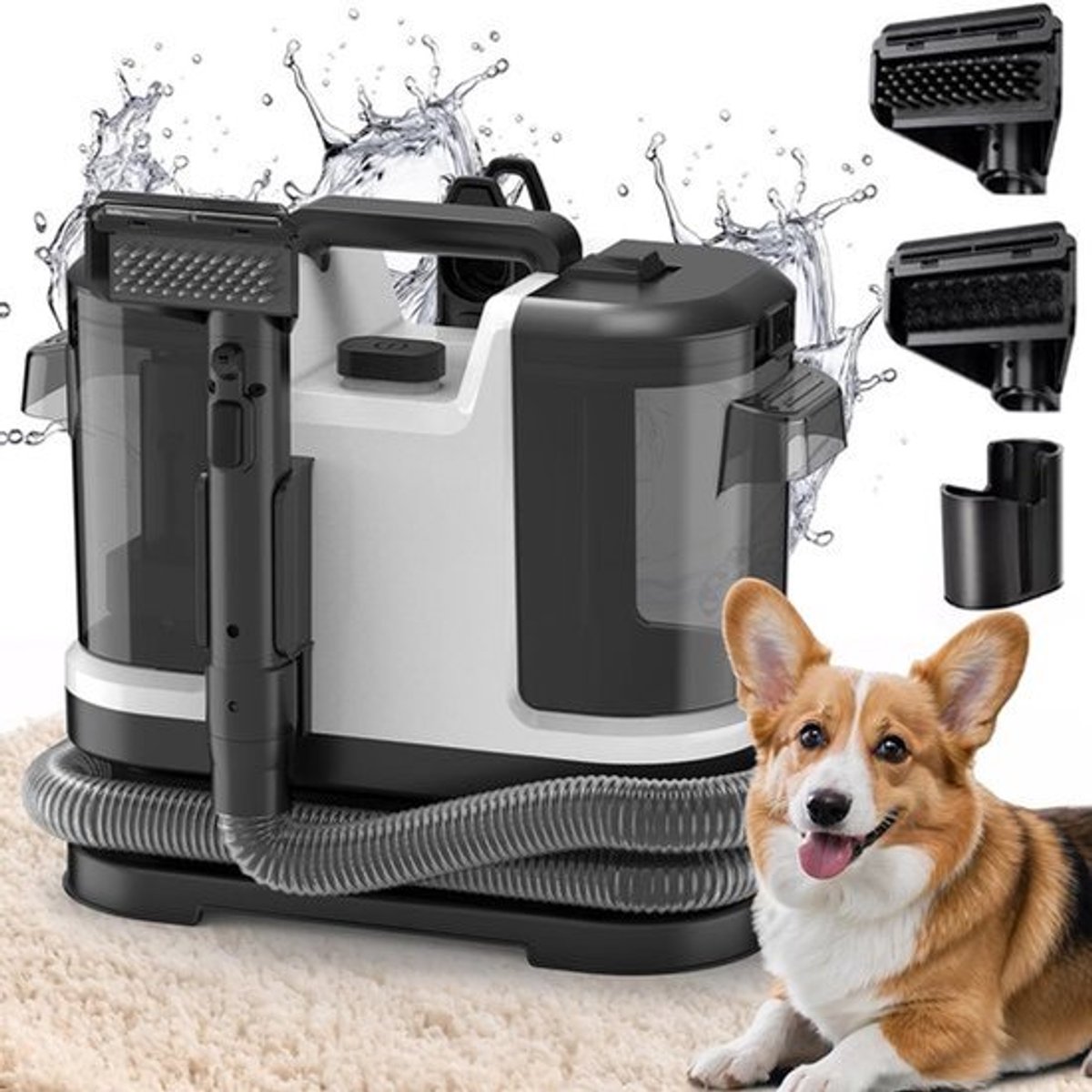 Tapijtreiniger Handheld - 500 W Vermogen - 12KPa Zuigkracht - 3.0 kg Gewicht - Voor Huisdier Haar En Sofa - Stoomzuiger