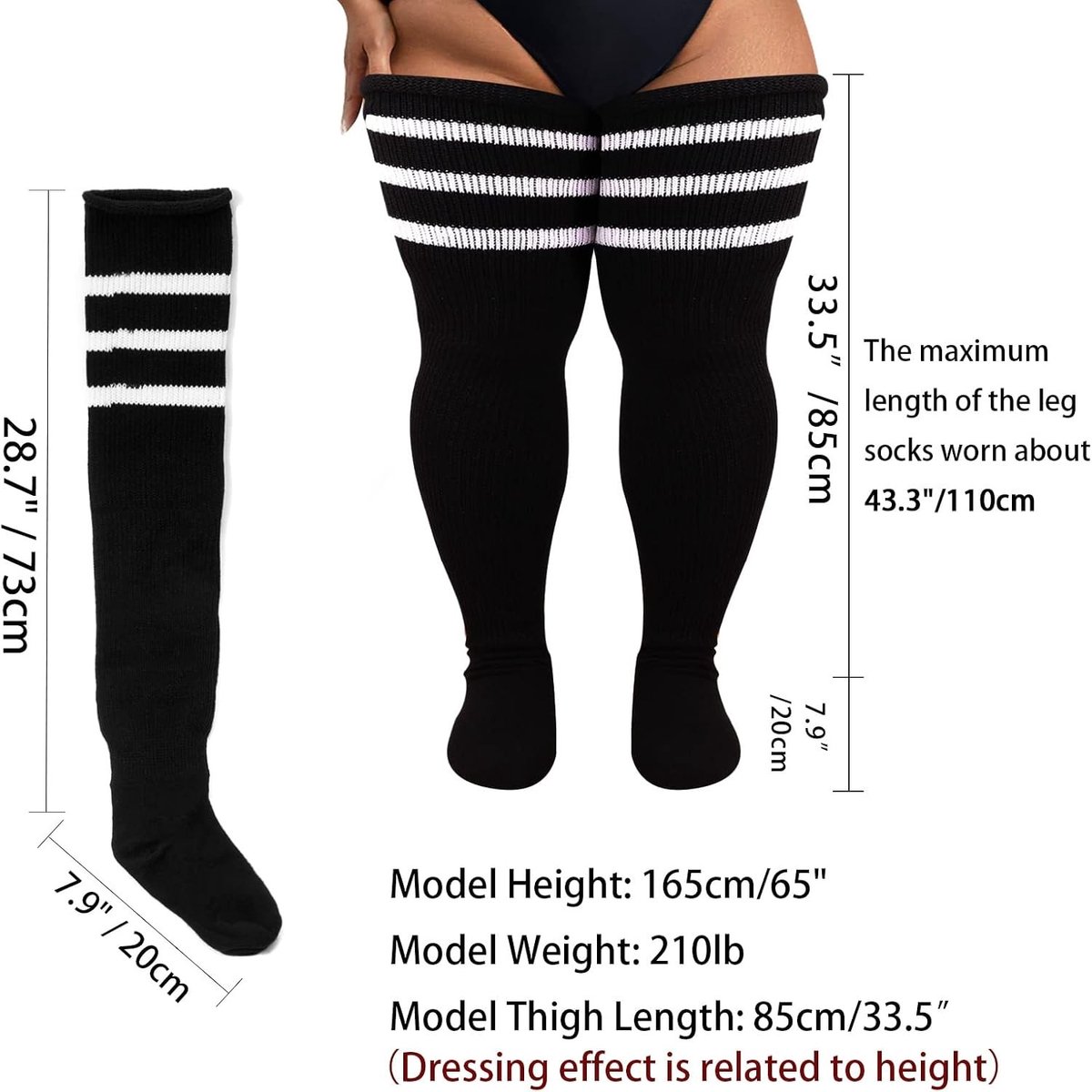 Plus Size Dikke Over Knee Kousen voor Dames - Extra Lange Thigh High Sokkel voor Comfort en Warmte
