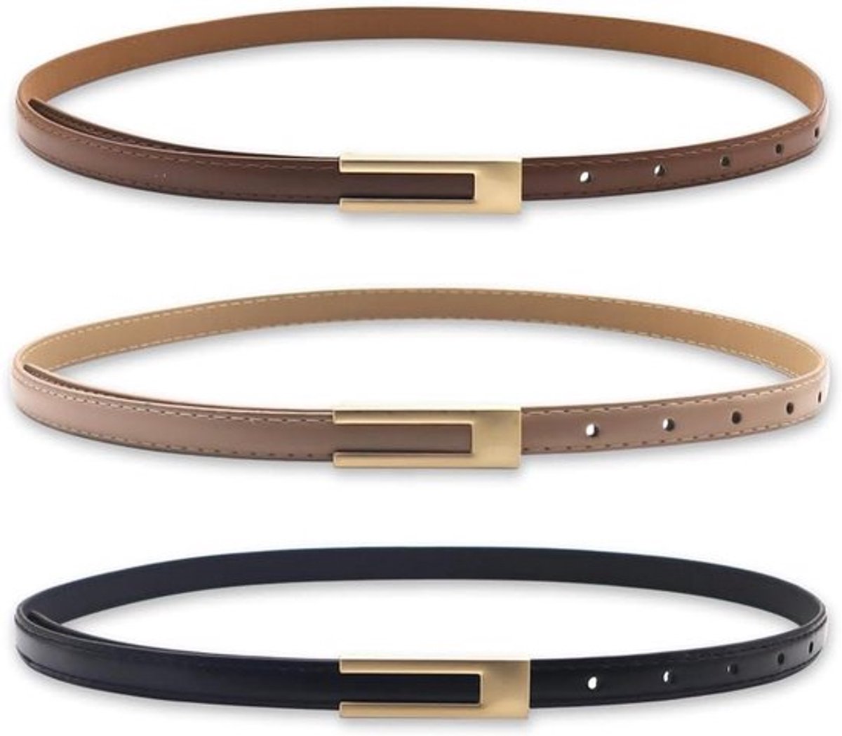 Allecto Plus - Dames Riem Set - Verstelbare Smalle Riem van PU - Metalen Gesp