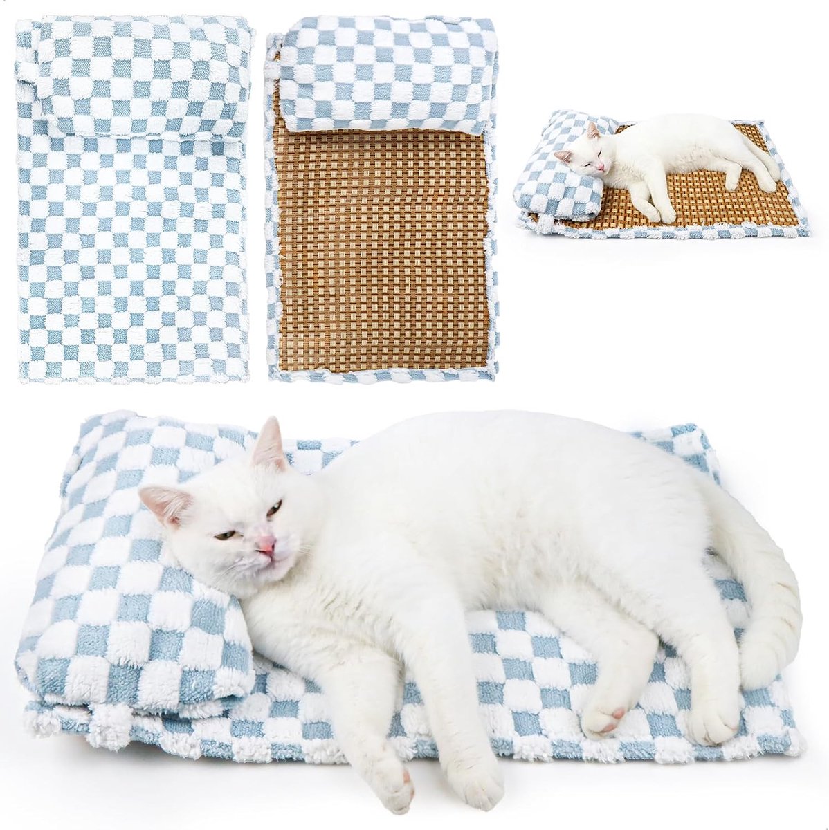 Koelmat voor Honden en Katten, Dubbelzijdig Kussen 60 x 40 cm, Verkoelende en Zachte Kant, Afneembare en Wasbare Mat, Antislip voor Comfort en Gebruiksgemak