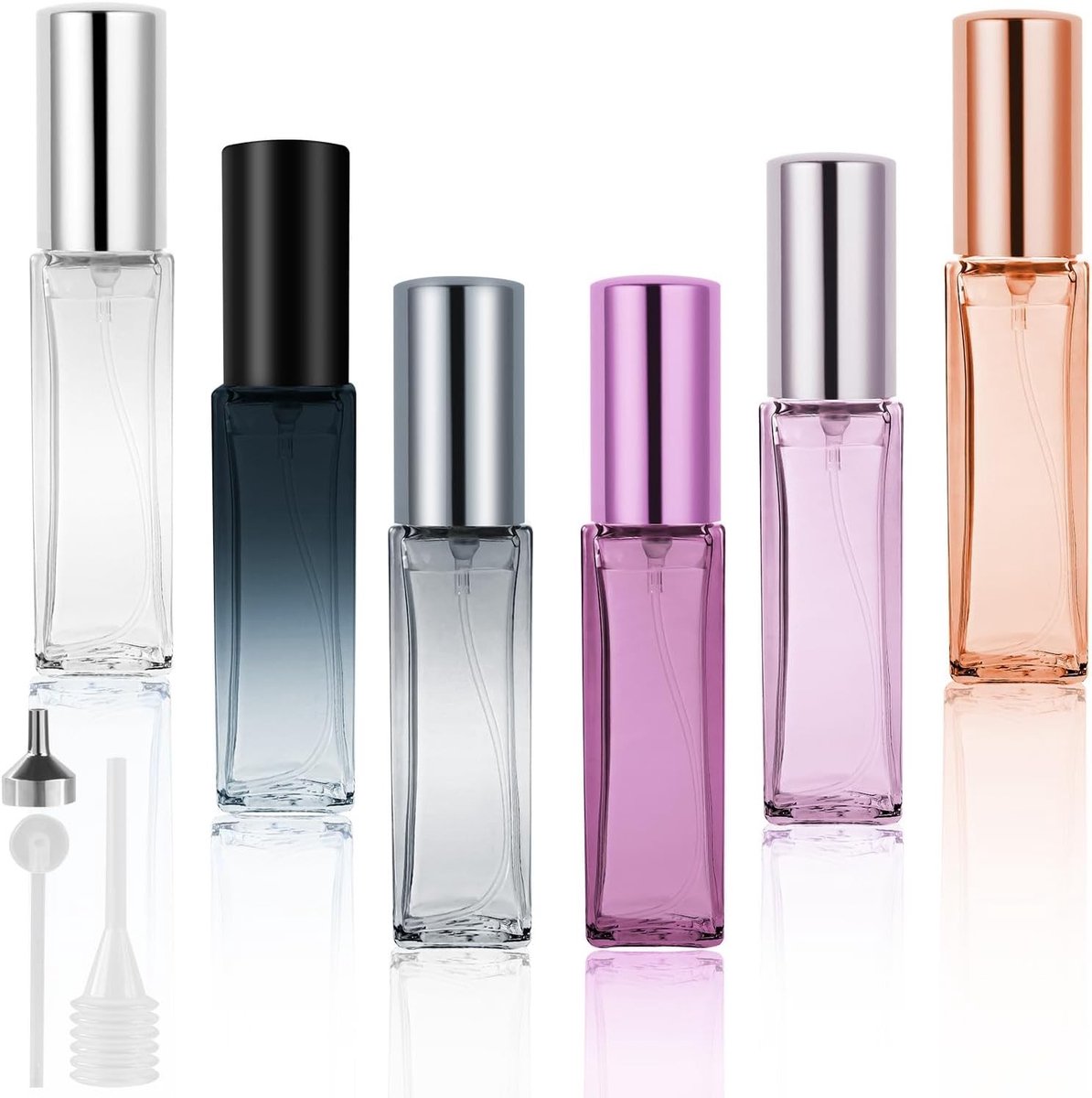 Mini Parfumflesjes - Navulbare Sprayflessen van Helder Glas - 10ml Set van 6 voor Dagelijks Gebruik en Reizen met Fijne Nevel