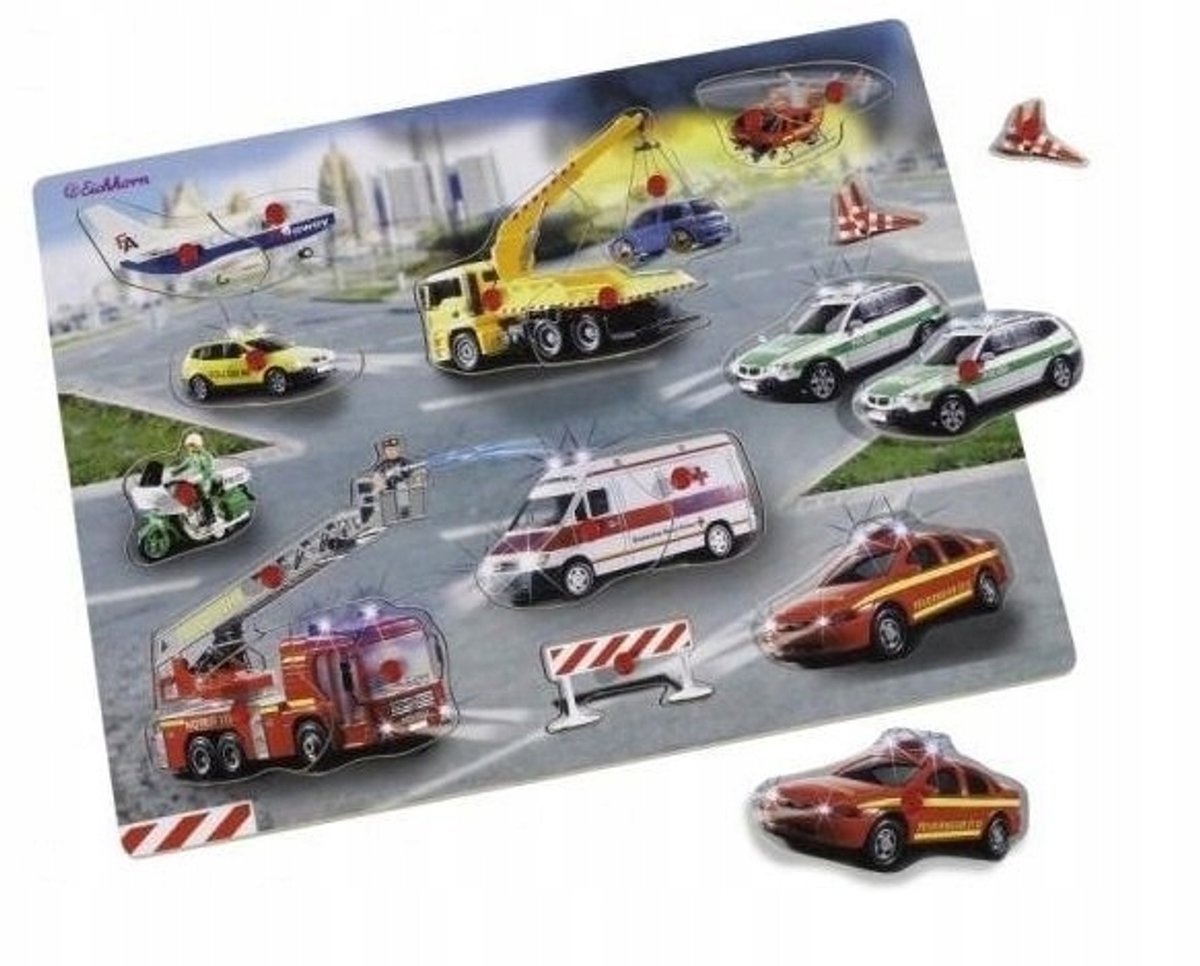 Houten Puzzel Reddingsvoertuigen - Brandweer, Politie