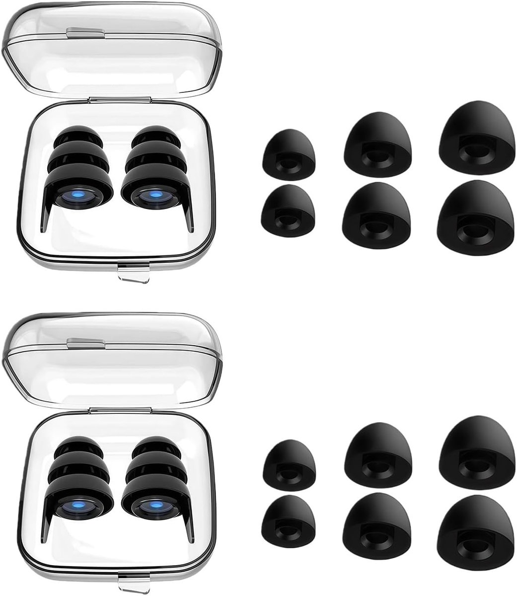 Oordopjes voor kinderen en volwassenen, 2 paar comfortabele geluidsdempers, ideaal voor ADHD, 4 maten XS/S/M/L, zwart
