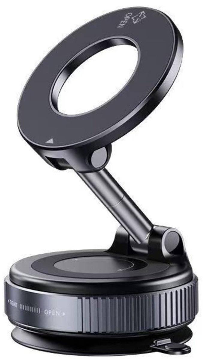 Magnetische autotelefoonhouder – N52 sterke magneet met vacuümzuigspiegelbasis, drieassige verstelbaarheid, 360° rotatie en opvouwbare ABS-montage