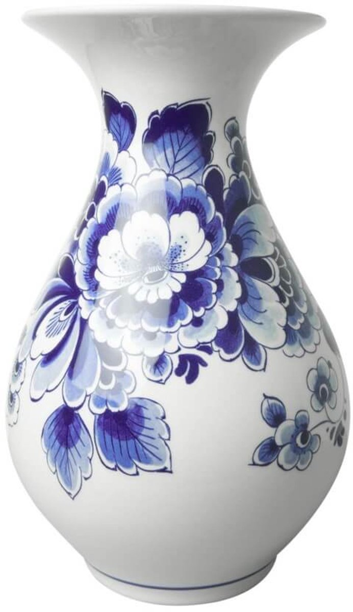 Heinen Delfts Blauw Buikvaas Bloem - Keramiek - 23 cm Delfts blauw