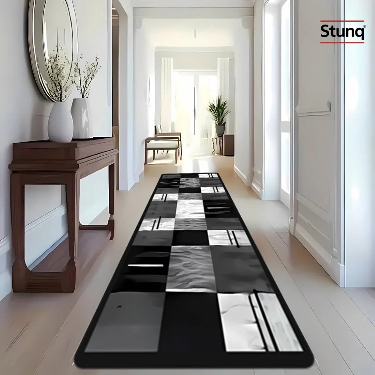Stunq® Geometrische Patchwork Gangloper - Antislip Vloermat