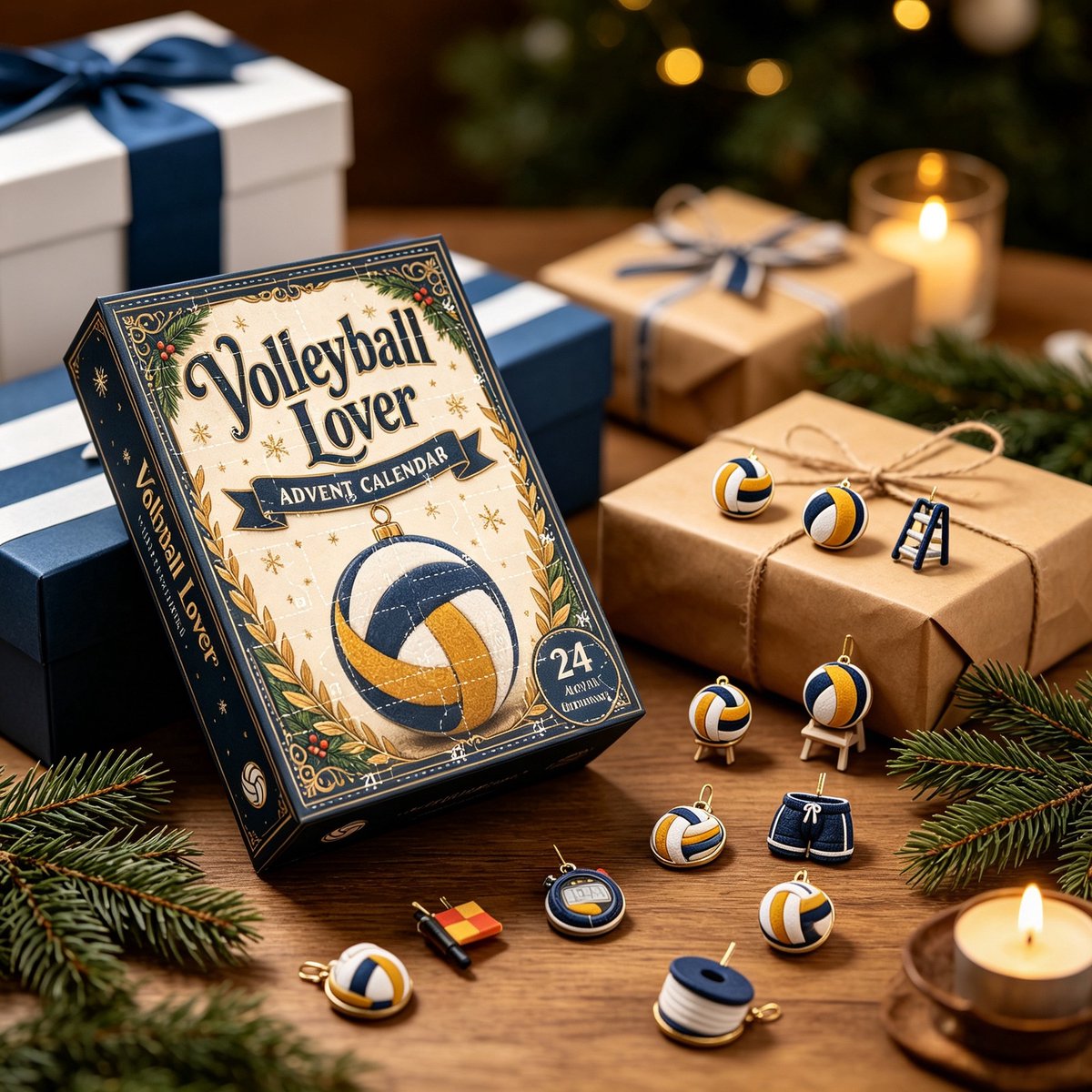 Volleyball Lover adventskalender 2026- 24 stuks 2D acryl hangornamenten met volleybal gerelateerde motieven- 24‑daagse aftelkalender voor kerstboomversiering en verzamelaarscadeau voor volleybalfans