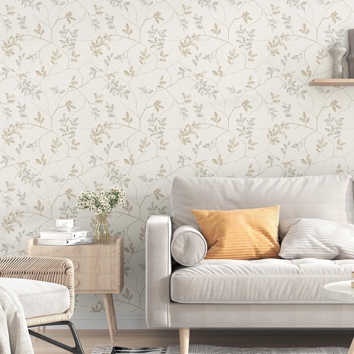 Vintage Bloemenbehang voor Woonkamer en Slaapkamer - Zelfklevend Behang met Bloemen en Bladeren - Decoratieve Folie voor Meubels en Kasten 44.5 x