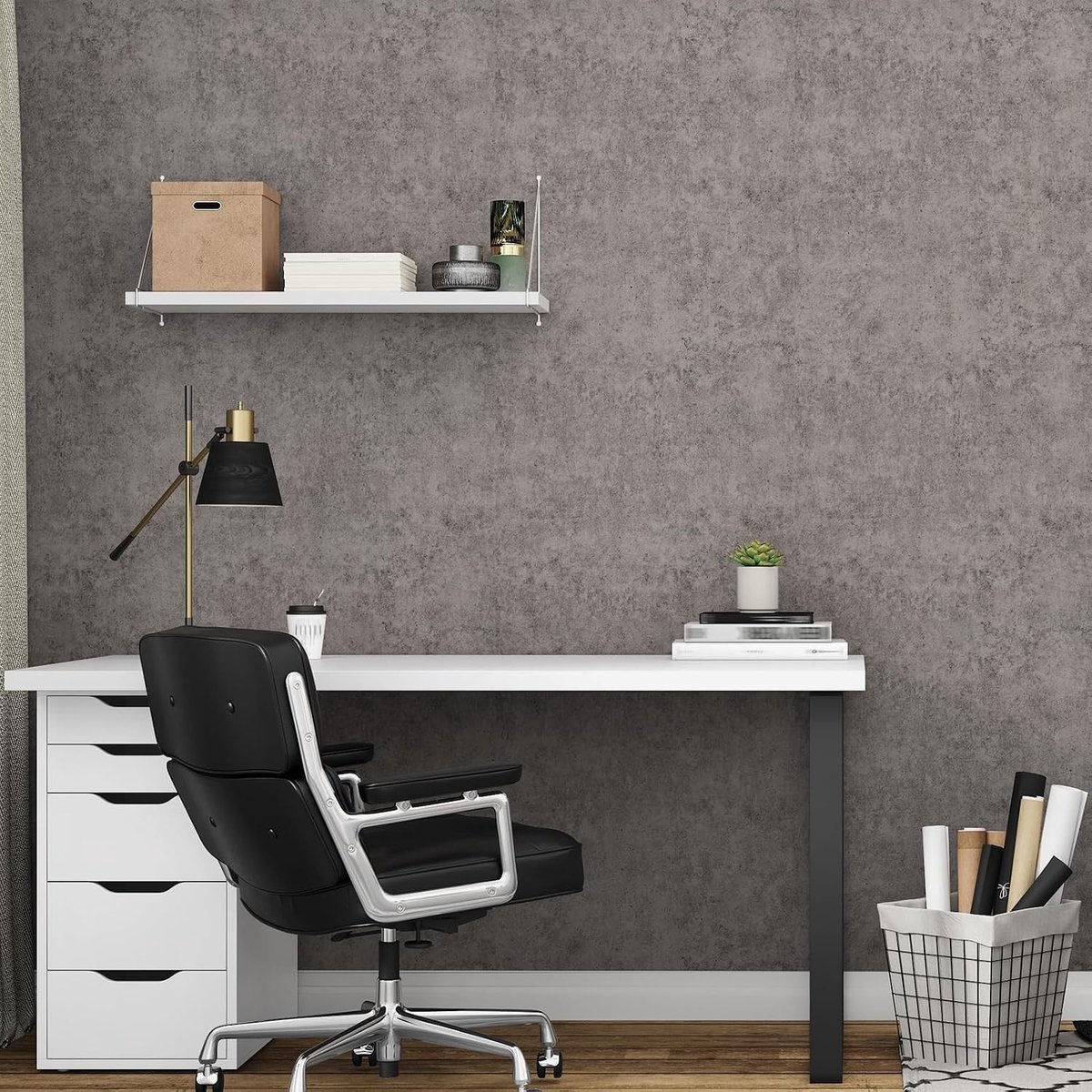 Lichtgrijze zelfklevende behang met betonlook voor keuken, slaapkamer en woonkamer - 40 x 300 cm, ideaal voor een moderne uitstraling en eenvoudige installatie