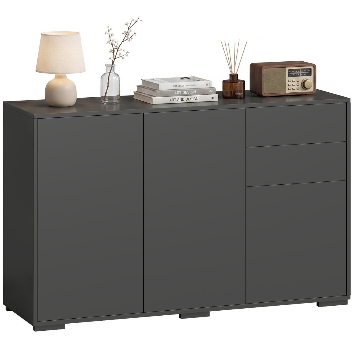HOMCOM Sideboard-Spanplatte-117L x 36B x 74H cm-Schwarz